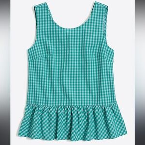 J. Crew Factory low back peplum checkered tank with tie detail sz small